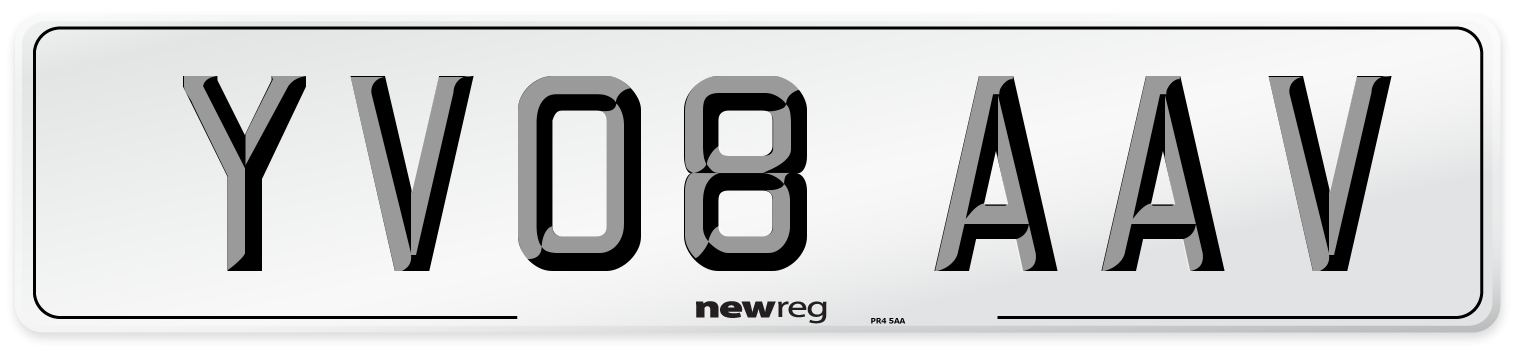 YV08 AAV Number Plate from New Reg